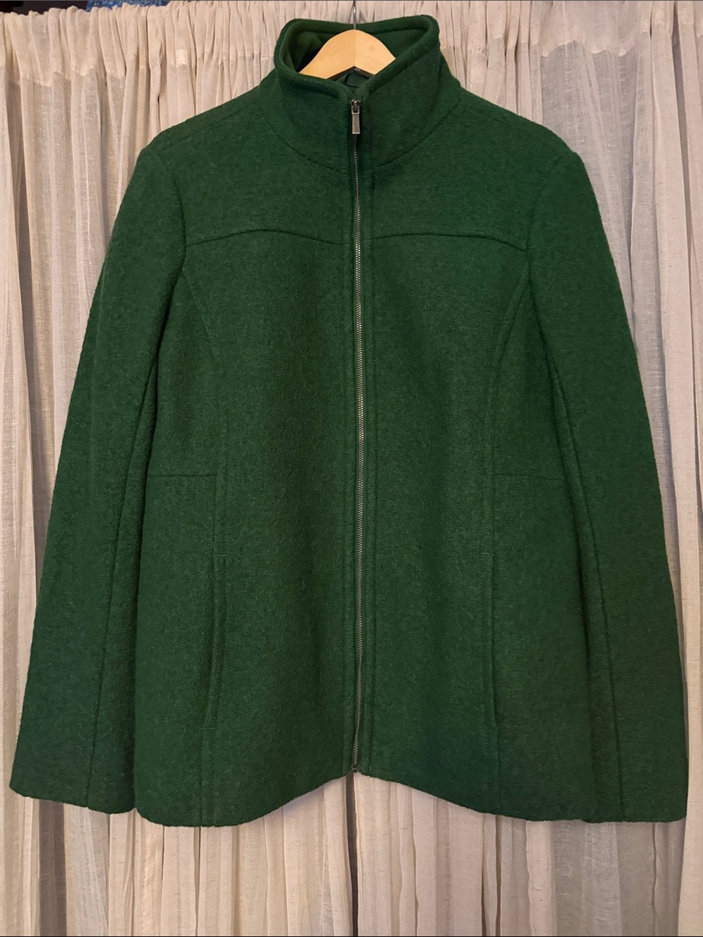 Lands' End Dark Green Zip-Up Pea Coat